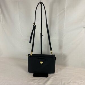 NWOT Black Pebbled Faux Leather Crossbody | Gold Hardware | Multi-Compartment